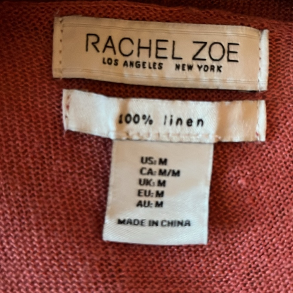 Rachel Zoe Linen Cardigan in Terra Cotta - Picture 3 of 3
